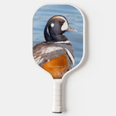 Mooie Harlequin Duck op de Rock Pickleball Paddle (Achterkant)