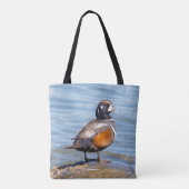 Mooie Harlequin Duck op de Rock Tote Bag (Achterkant)