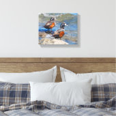 Mooie Harlequin Ducks op de Rocks Canvas Afdruk (Insitu (Slaapkamer))