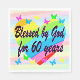 MOOIE HART 60E VERJAARDAG ZEGENINGEN PAPIEREN SERV SERVET