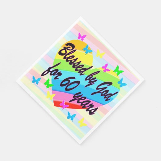 MOOIE HART 60E VERJAARDAG ZEGENINGEN PAPIEREN SERV SERVET (Hoek)