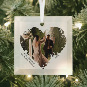 Mooie Hart Custom Caption Foto Ornament