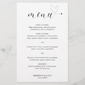 Mooie Hart Eenvoudige Moderne Trouwmenu (Voorkant)