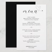 Mooie Hart Eenvoudige Moderne Trouwmenu (Voorkant / Achterkant)
