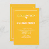 Mooie Hart Gele Trouwreceptie Uitnodiging (Voorkant / Achterkant)