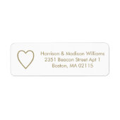 Mooie hart goud witte aangepaste retouradres etiket (Voorkant)