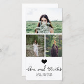 Mooie hart liefde en dank typografie geslaagd bedankkaart (Voorkant / Achterkant)