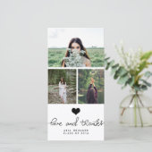 Mooie hart liefde en dank typografie geslaagd bedankkaart (Staand voorkant)