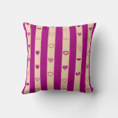 Mooie Hart Moderne Koninklijke Fuchsia Streep Kussen (Achterkant)
