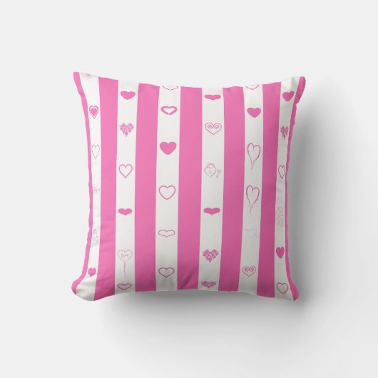 Mooie Hart Moderne Roze Streep Kussen (Voorkant)