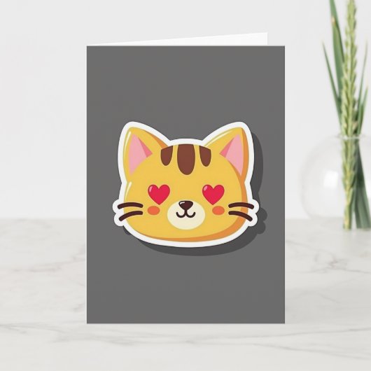 Mooie Hart Oog Kat Liefde Kaart (Voorkant)