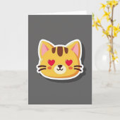 Mooie Hart Oog Kat Liefde Kaart (Gele Bloem)