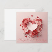 Mooie Hart Papieren Bloemen Valentijn Feestdagenkaart (Voorkant / Achterkant)
