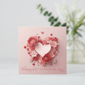 Mooie Hart Papieren Bloemen Valentijn Feestdagenkaart (Staand voorkant)