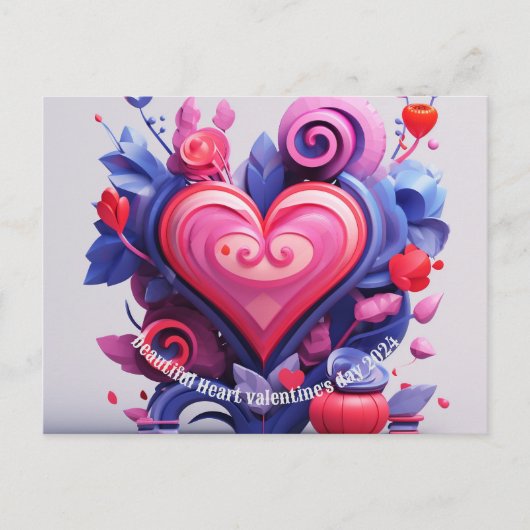 Mooie hart Valentijnsdag 2024 Briefkaart (Voorkant)