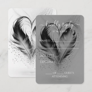 Mooie Hart Veren Bruiloft RSVP Kaartje