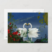 Mooie hart zwanen rode bloemen 1 briefkaart (Voorkant / Achterkant)