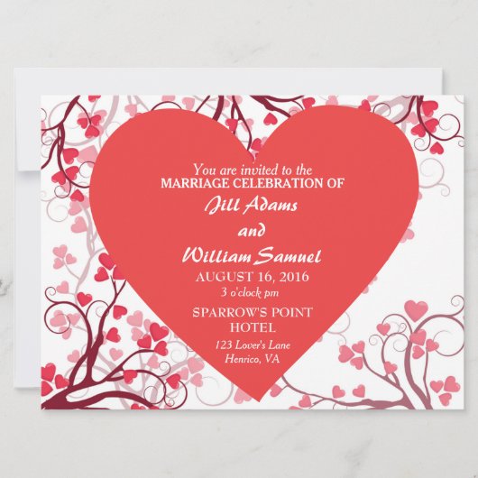 Mooie harten bruiloft kaart (Voorkant)