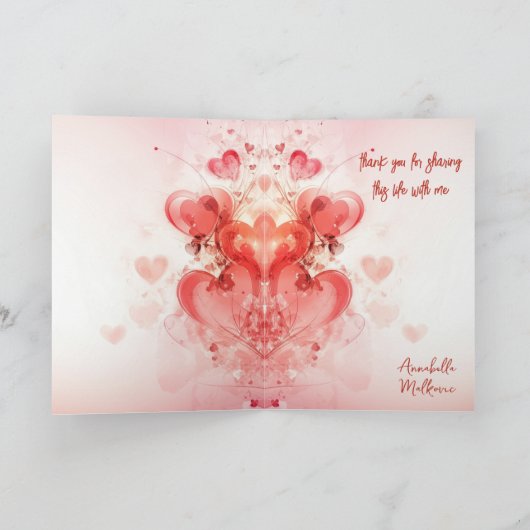 Mooie Harten Decoratie I Roze Valentijnsdag Kaart (Binnen)
