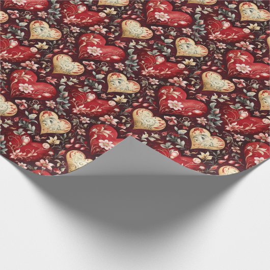 Mooie Harten en Bloemen  Cadeaupapier (Hoek)