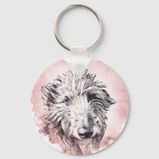 Mooie harten en shaggy Dog Keyring Sleutelhanger (Voorkant)