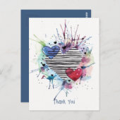 Mooie harten en waterverfwas in waterverf ansicht briefkaart (Voorkant / Achterkant)