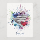 Mooie harten en waterverfwas in waterverf  ansicht briefkaart (Voorkant)