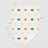 Mooie harten / groene oranje crème golfhanddoek (Insitu)