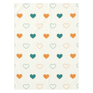 Mooie harten / groene oranje crème tafelkleed