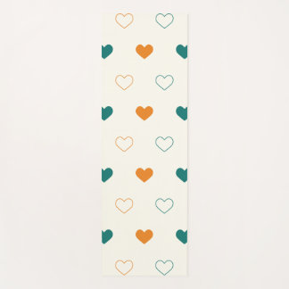 Mooie harten / groene oranje crème yogamat