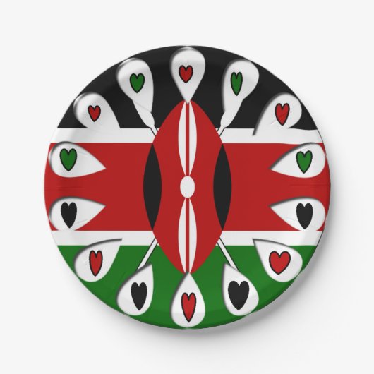 Mooie Harten Kenia Papieren Borden Papieren Bordje (Voorkant)