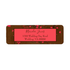 Mooie harten rood en bruin etiket