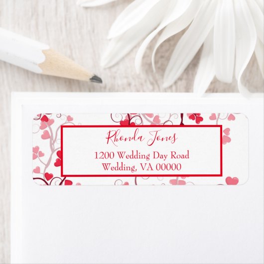 Mooie harten rood en wit etiket (Insitu)