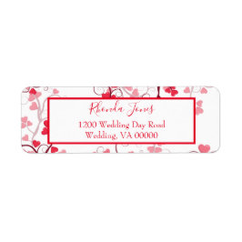 Mooie harten rood en wit etiket