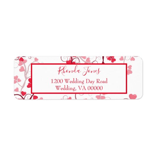 Mooie harten rood en wit etiket (Voorkant)