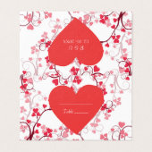 Mooie harten tafel nummers kaart (Buitenkant ongevouwen)