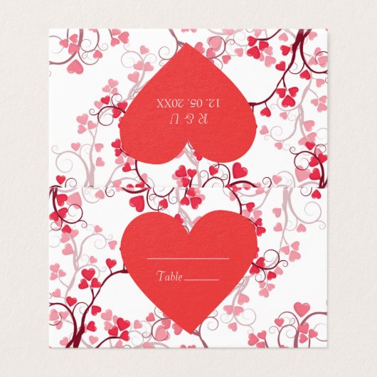 Mooie harten tafel nummers kaart (Buitenkant ongevouwen)