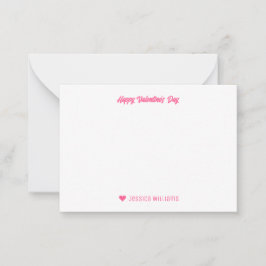 Mooie Hartjes Patroon Roze Valentijnsdag Notitiekaartje