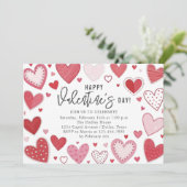 Mooie Hartjes Valentijnsdag Feest Kaart (Staand voorkant)