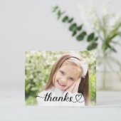 Mooie hartscript voor kinderen met aangepaste foto bedankkaart (Staand voorkant)