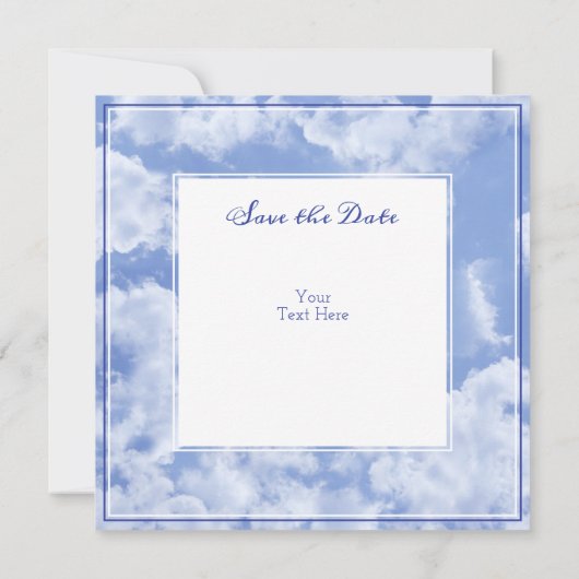 Mooie hartvormige wolk in blauwe lucht vrolijk gel (Achterkant)