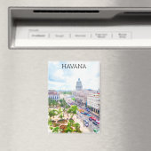 Mooie Havana Cuba Retro Waterverf Magneet (Insitu (Vaatwasser))
