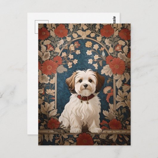Mooie Havanese hond William Morris Floral Briefkaart (Voorkant / Achterkant)