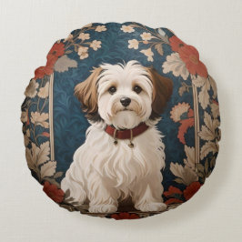 Mooie Havanese hond William Morris Floral Rond Kussen