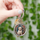 Mooie Havanese hond William Morris Floral Sleutelhanger (Hand)