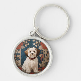 Mooie Havanese hond William Morris Floral Sleutelhanger