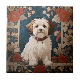 Mooie Havanese hond William Morris Floral Tegeltje