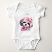 Mooie Havanese Puppy Aquarel eigen naam Romper (Voorkant)
