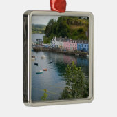 Mooie haven- en zeilboten met reflectie in 2 metalen ornament (Rechts)