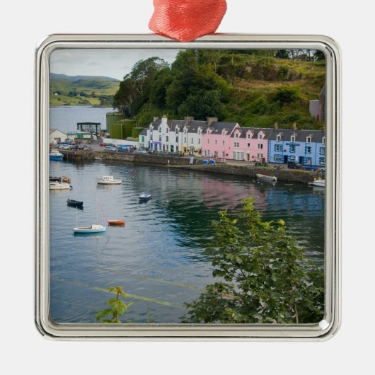 Mooie haven- en zeilboten met reflectie in 2 metalen ornament (Voorkant)